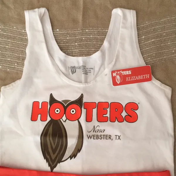 Hooters Girl Worn Sexy Tank Shorts Webster TX Sm/Xs & Free “Elizabeth” Name Tag - Image 2
