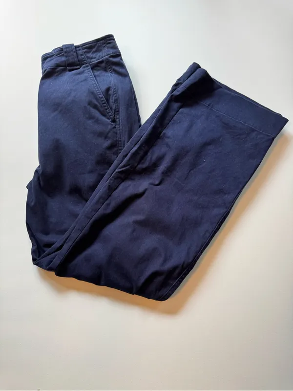 Jcrew Classic Wide-Leg Navy Cotton Pants Sz 2 - Image 6