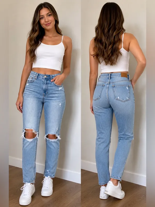 American Eagle Distressed Ripped Jeans Light Wash Size 2 Long - Image 2