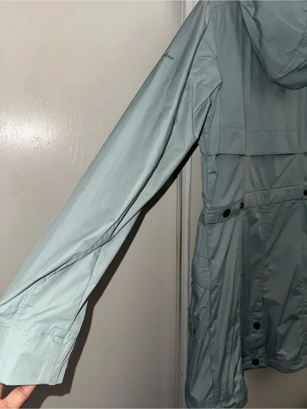 Light Blue Women's Hooded Rain Jacket - Image 3