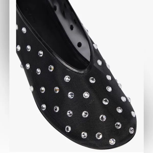 NEW Crystal-Embellished Mesh Flats Rhinestone Ballet Slip On Shoes 9.5/10 - Image 6