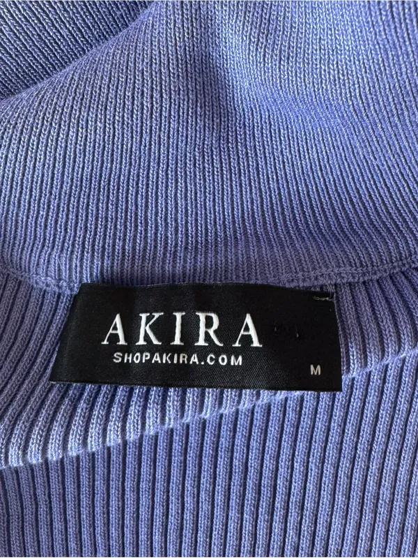AKIRA - The Good One Cutout Cross Front Ribbed Sweater Mini Dress Purple Sz M - Image 7