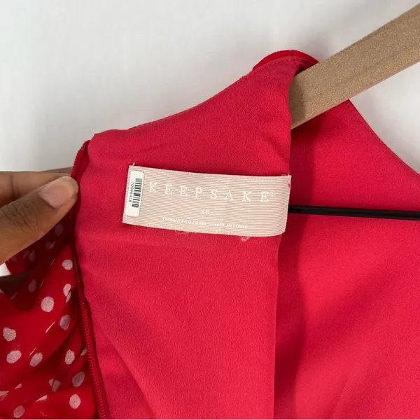 Keepsake Moonshine Dress Red Polka Dot Chiffon Flutter Sleeve Mini Dress Size XS - Image 14