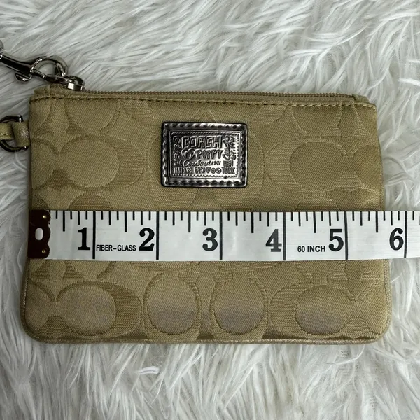 COACH Poppy Tan Signature Canvas Wristlet - Image 6