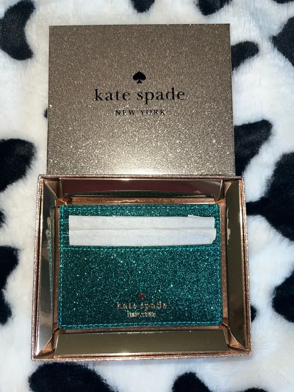 Kate Spade Turquoise Glitter Card Holder - Image 2
