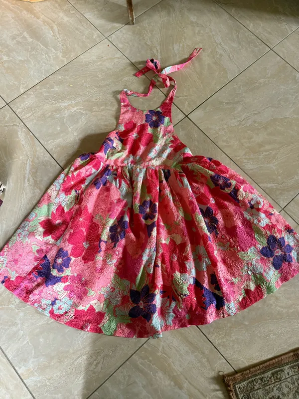 Free People Pink Multi color Passion flower Halter Mini babydoll Dress - Image 5