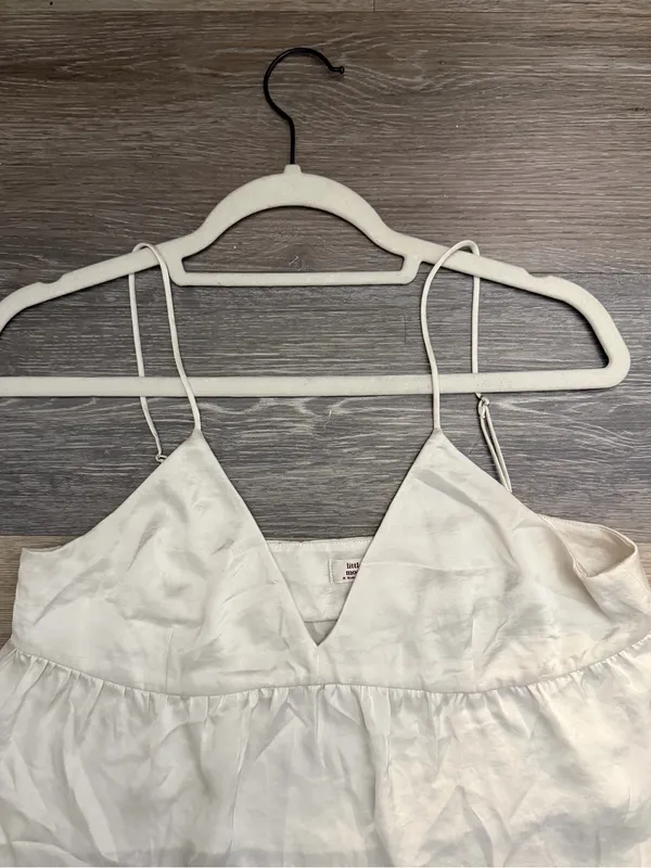 Aritzia Cream Satin Spaghetti Strap Camisole - Image 5