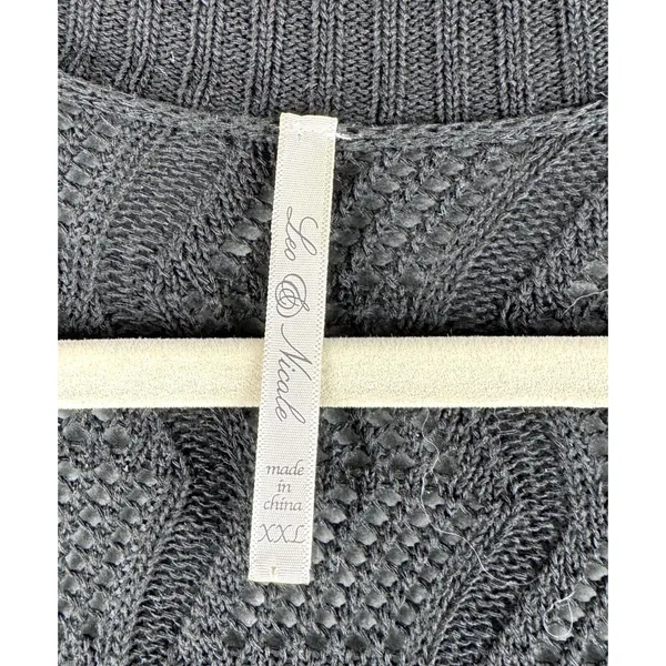 Leo & Nicole Top Sz XXL Women Black Open Knit Cardigan 3/4 sleeves - Image 4