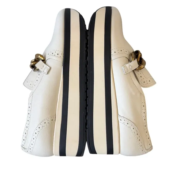 Dolce Vita Jhenee White Leater Spectator Platform Chain Link Loafer Sneaker - Image 5