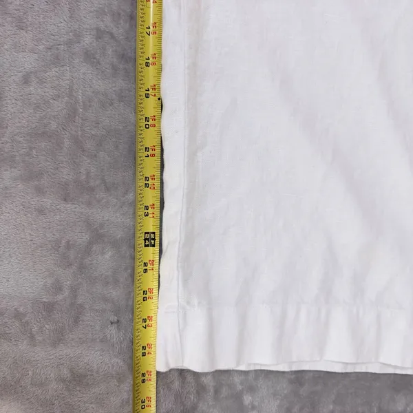 Madewell Harlow 100% Linen Pants 14 White Wide Leg Coastal Pleated Pockets - Image 7