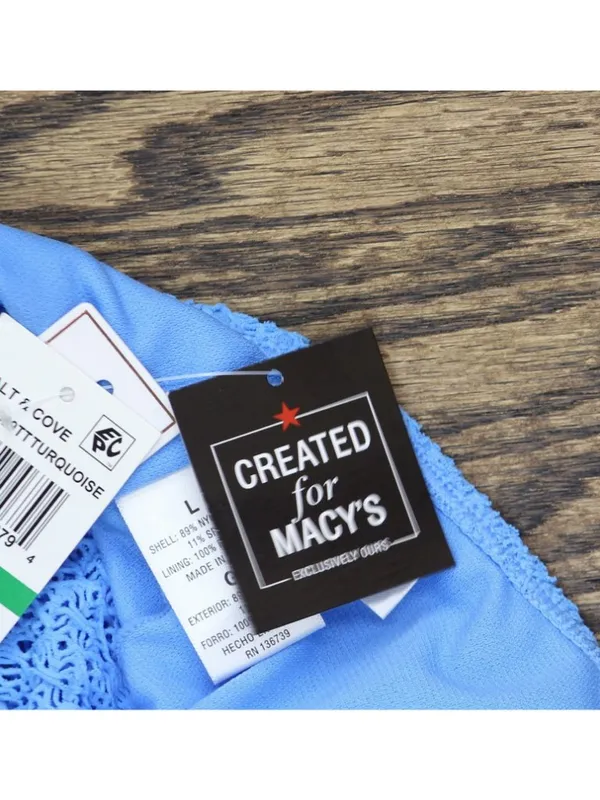 NWT Salt + Cove Crochet Ruffle-Trim Midkini Swim Top SC25089TT Capri Blue L - Image 8