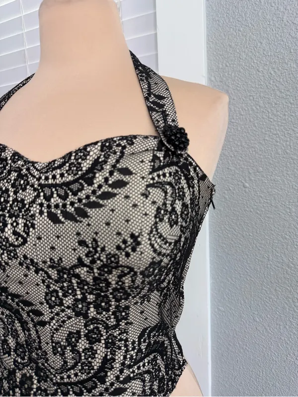 Bebe Halter Bustier Size XS Whimsigoth Coquette - Image 2