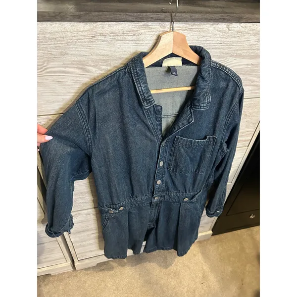Universal Threads Denim Romper Medium Wash Long Sleeve Button Front Blue Size 16 - Image 3