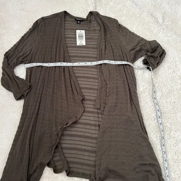 NWT Womens Plus Size Torrid Slub Drape Front Cardigan Dark Brown Size 00 - Image 3