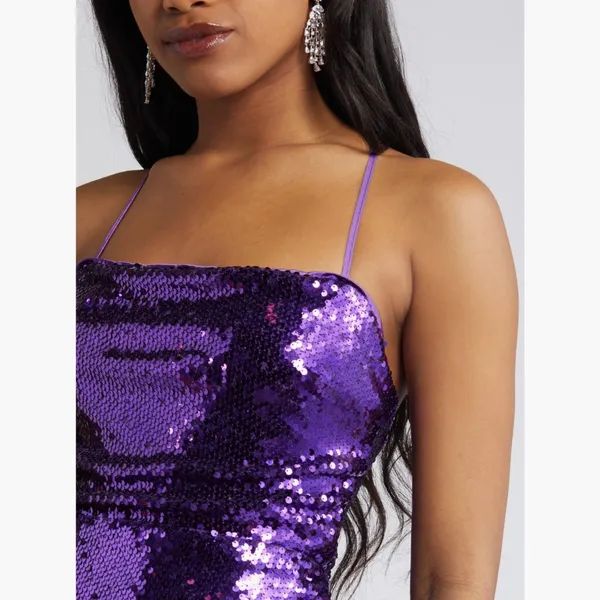 NWT Lulus Keep it Sparkly Sequin Sleeveless Gown Small, PURPLE - Image 7