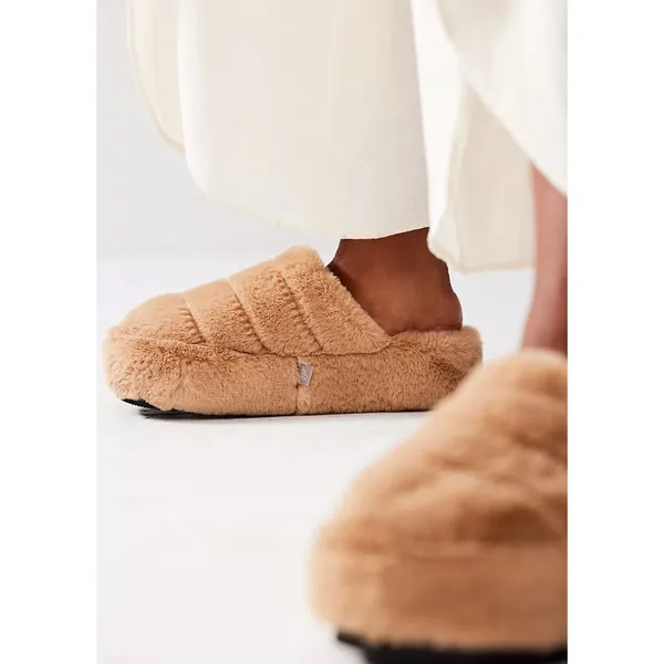 NWOT Free People - It’s A Vibe Platform Slippers Teddy Tan – Size 10 - Image 2