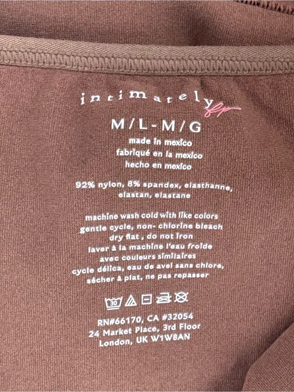 FREE PEOPLE Low Back Long Sleeve‎ Tee Top Medium Large Brown Seamless Ballet New - Image 8