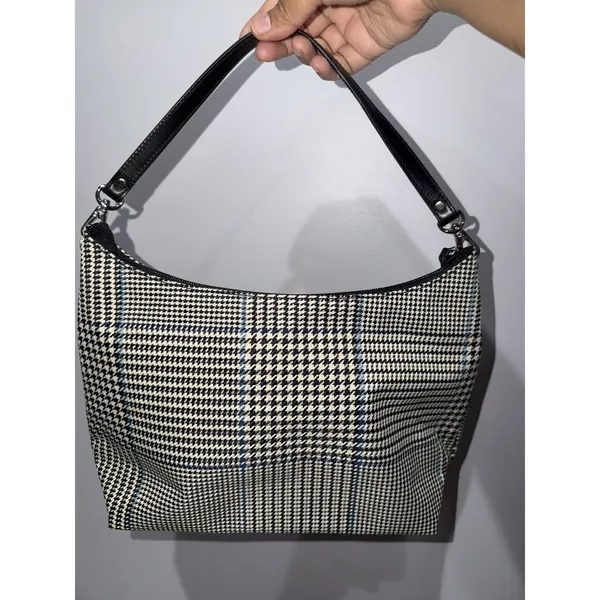 Vintage Lauren Ralph Lauren Houndstooth Zippered Purse Bag Detachable Strap M - Image 7