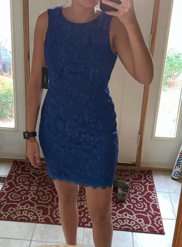 Lulu’s Rhythm of Love Blue Lace Backless Dress - Image 3