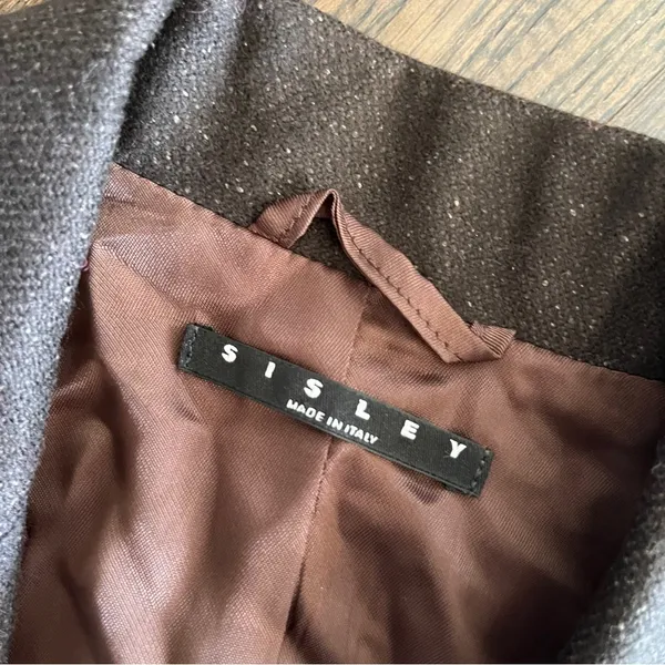 SISLEY brown tweed belted tailored blazer - Image 11