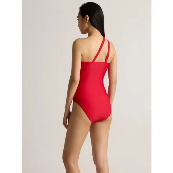 QUINCE One Shoulder Italian One Piece SUSTAINABLE Cherry Red NWT Swimsuit XS - Image 2
