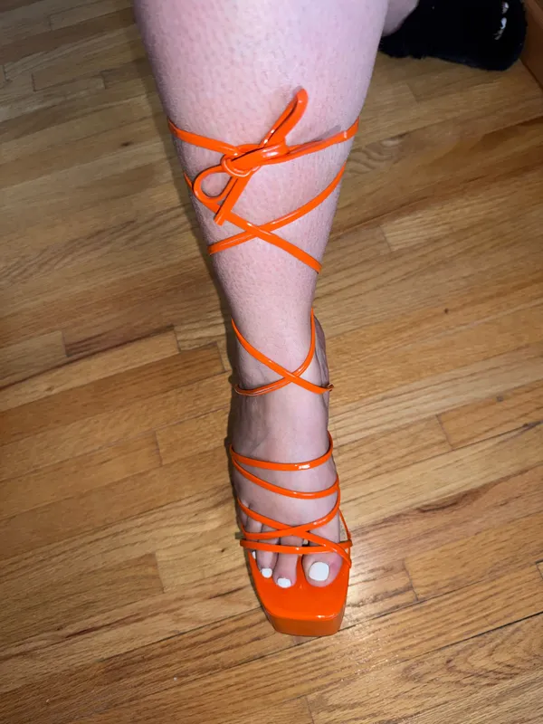 Orange lace up heels size 6 - Image 6