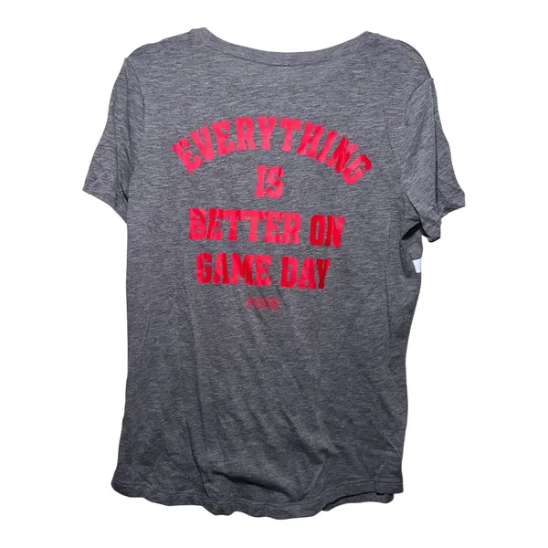 PINK Ohio State University Sparkly Script Ohio Scarlet & Gray Women's Medium Tee - Image 2