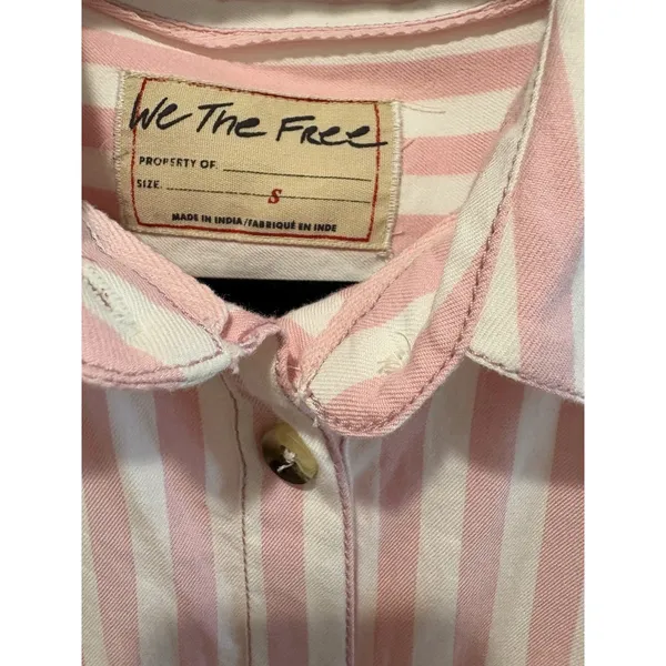 Free People $128 NWT We The Free Bailey Striped Crop Top Button-Down Shirt S - Image 3