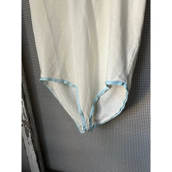 Free People Intimately V Neck Bodysuit Ribbed Tennis Country‎ Club Preppy large - Image 6