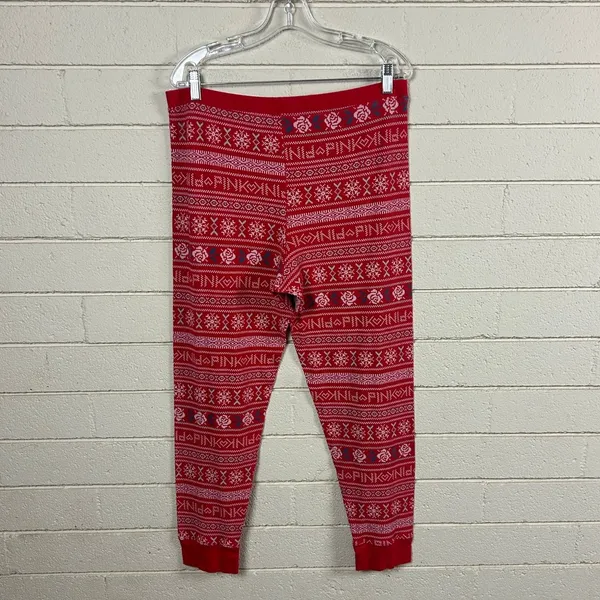 PINK Victoria’s Secret Red Snowflake Pajama Pants size XL - Image 2