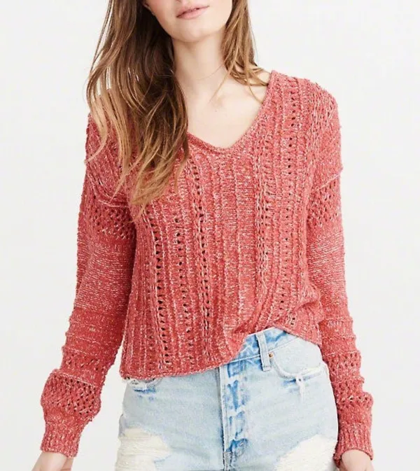 NWOT Abercrombie & Fitch Puff Sleeve V-NeckSweater - Image 3