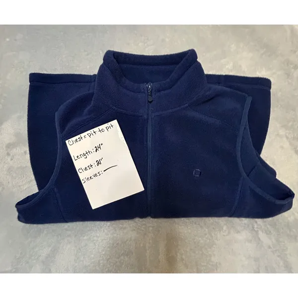 Vineyard Vines Marthas Vineyard Fleece Vest Womens L‎ Large Full Zip Navy - Image 6