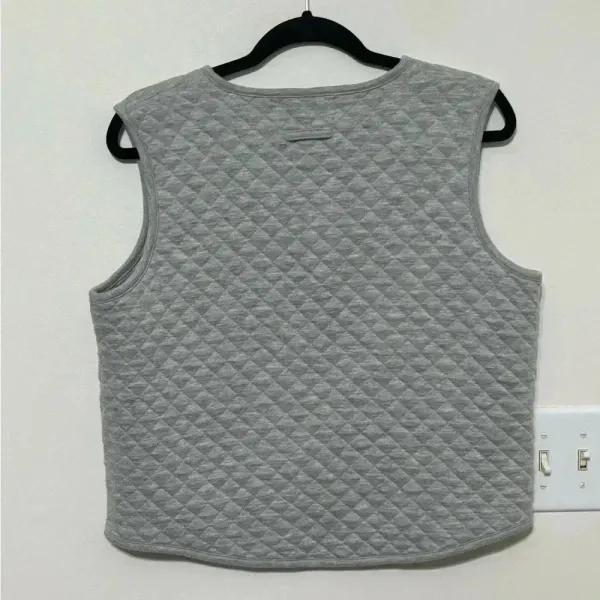 Sag Harbor Sport Petite‎ Heather Gray Quilted Button Front Vest PM H32776GY - Image 3