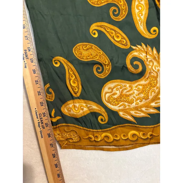 Farm Rio x‎ Anthropologie Printed Wide-Leg Pants Green Gold Paisley silky flowy - Image 8