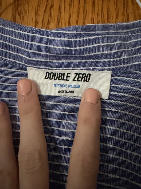 Double Zero Button-Up Twist-Hem Striped Blouse - Image 2