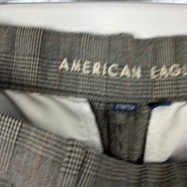 American Eagle Poppy Trouser Wide Leg Grey Plaid Academia Career Pant Size 12 - Image 9