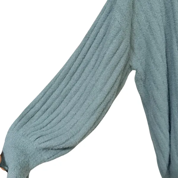 Aerie Womens Ribbed Oversized Balloon Sleeve Fuzzy Knit Sweater Teal Blue Medium - Image 3