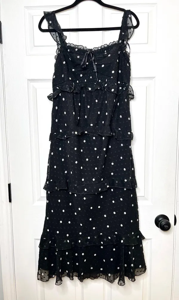 ASOS Design Maternity Black Tiered Midi Dress w/ Ruffle Detail & Ruched Bodice - Image 12
