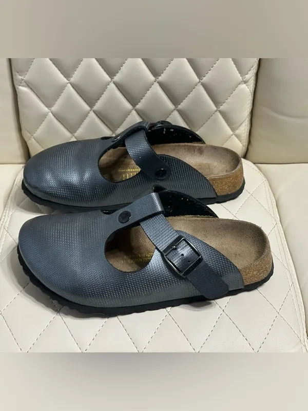 Birkenstock Papillio textured clogs in gunmetal silver size 36 or 5/5.5 women - Image 2
