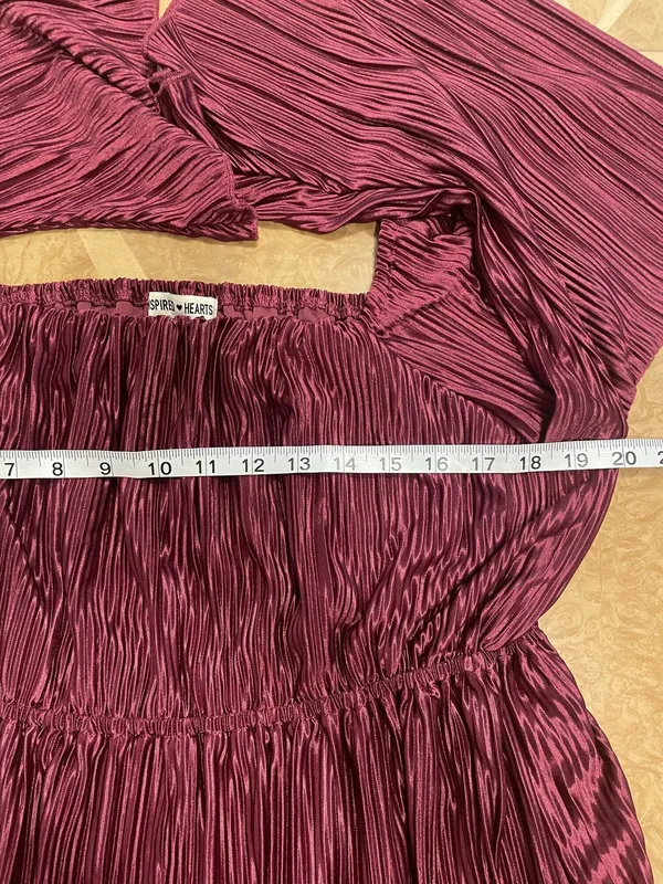 Inspired Hearts Burgundy Plisse Off-Shoulder Mini Dress 2X - Image 7