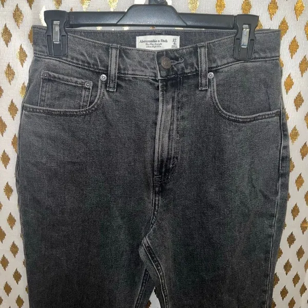 Abercrombie & Fitch black wash jeans the Slim straight ultra high rise jeans 27 - Image 2