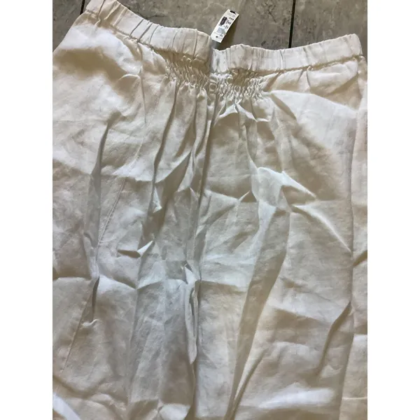Madewell Pants Womens XL Linen Drawstring Elastic Waist Cropped Lightweight Casu - Image 5