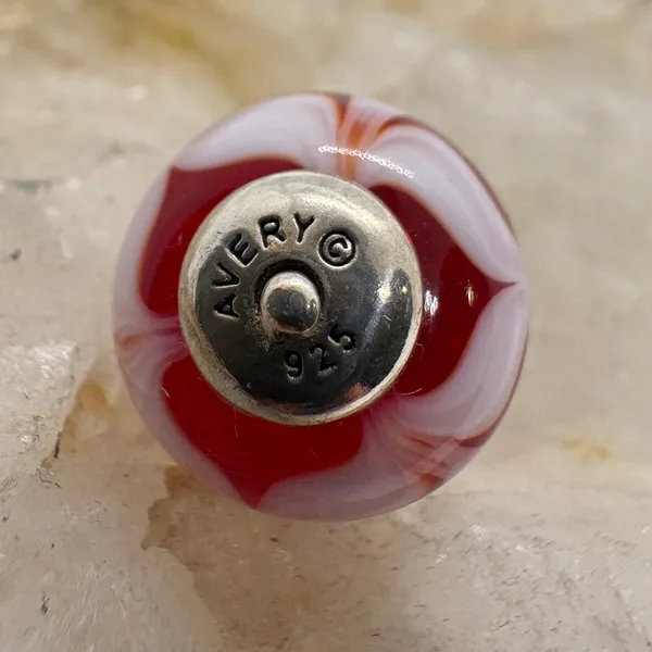 James Avery Retired Red White Art Glass Finial Heart Charm Sterling Silver Rare - Image 5