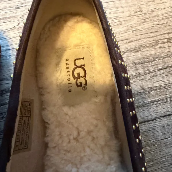 UGG Studded Suede Flats Brown Shearling Lined Loafers Size 6 - Image 5