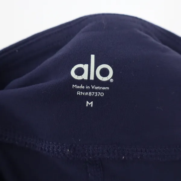 Alo Leggings Womens M Moto Navy Blue Quilted Mesh Activewear Excellent - Image 3