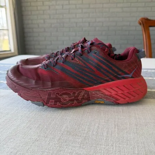 Hoka One One Running Shoes Womens Size 8.5 Speedgoat 4 Red Maroon Sneakers Gym - Image 2