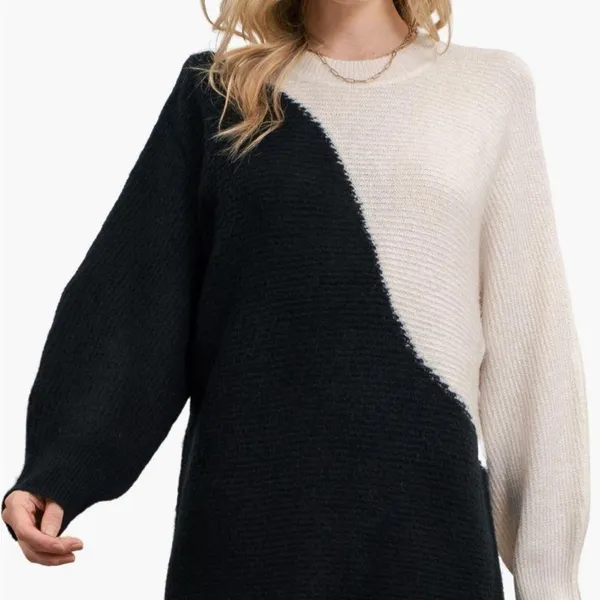 Nordstrom black and white sweater dress - Image 4