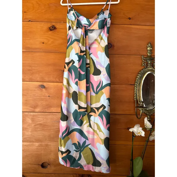 Lulus Midiana Abstract Floral Tie-Back Midi Dress Cruisewear Resort Extra Small - Image 5