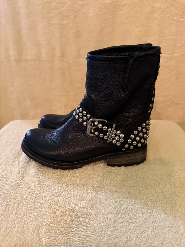 Steve Madden Boots Ankle Leather Black Moto - Image 3