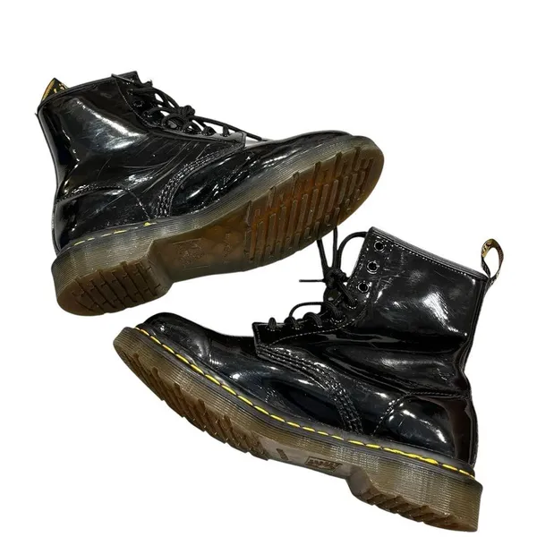 Dr. Martens Black Patent Leather Moto Combat Boots size 9 style 11821 - Image 9